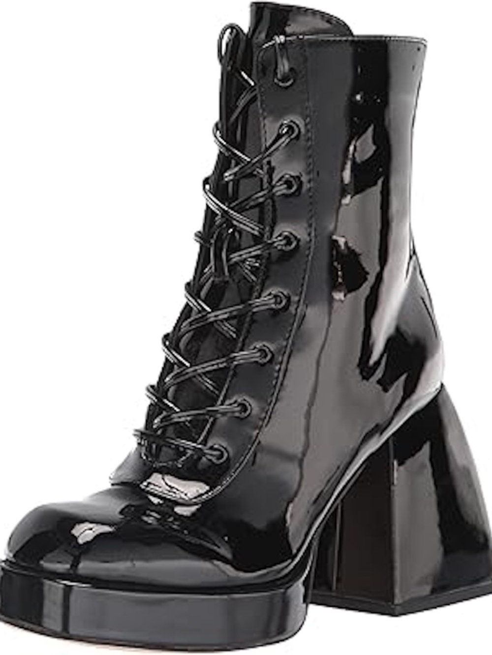 Circus by Sam Edelman Women's Kia Ankle lace up Boot, Black Patent, 9